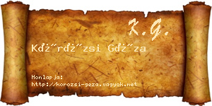 Körözsi Géza névjegykártya